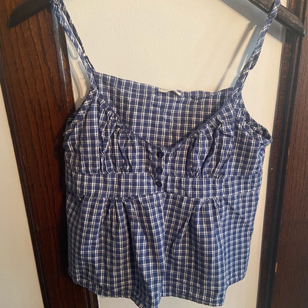 John Galt Blue/White Checked Tank Top